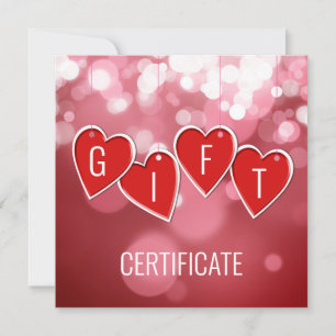 Gift Certificate Valentine's Day Love Red Hearts 