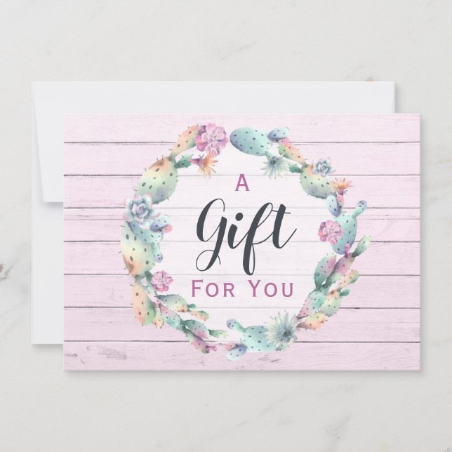 Gift Certificate Watercolor Succulent Cactus Boho (Front)