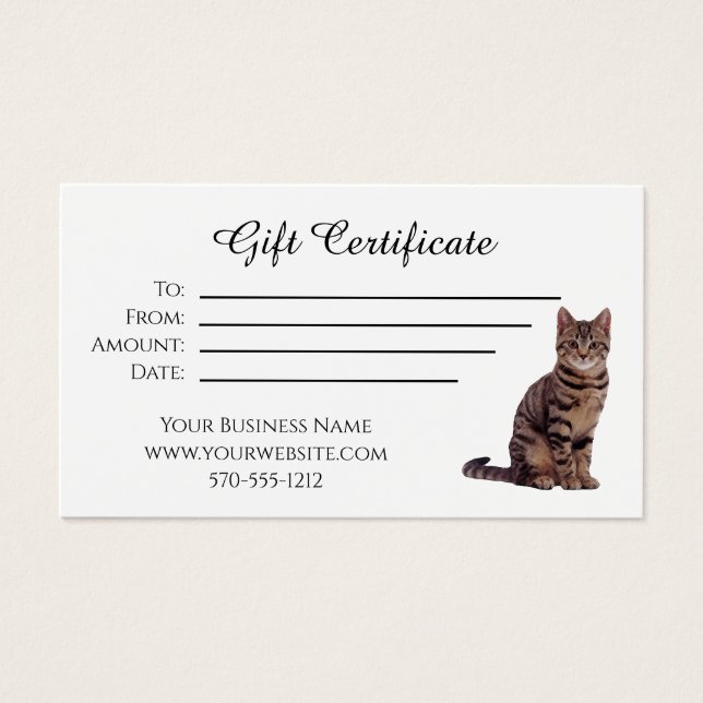 Gift certificate with cat (Front)