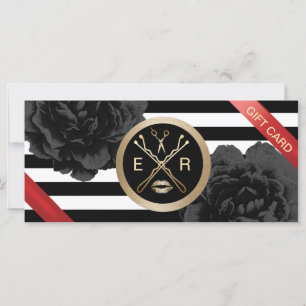 Gift Certificates Black Floral Modern Stripes