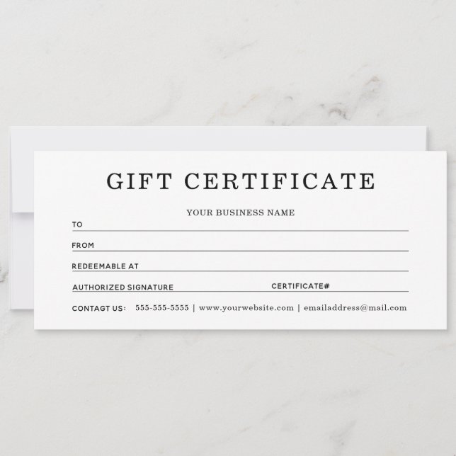 Gift Certificates For My Business (Front)