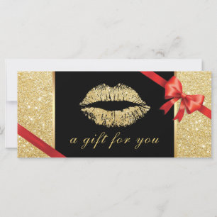Gift Certificates Gold Glitter Lips Beauty Salon