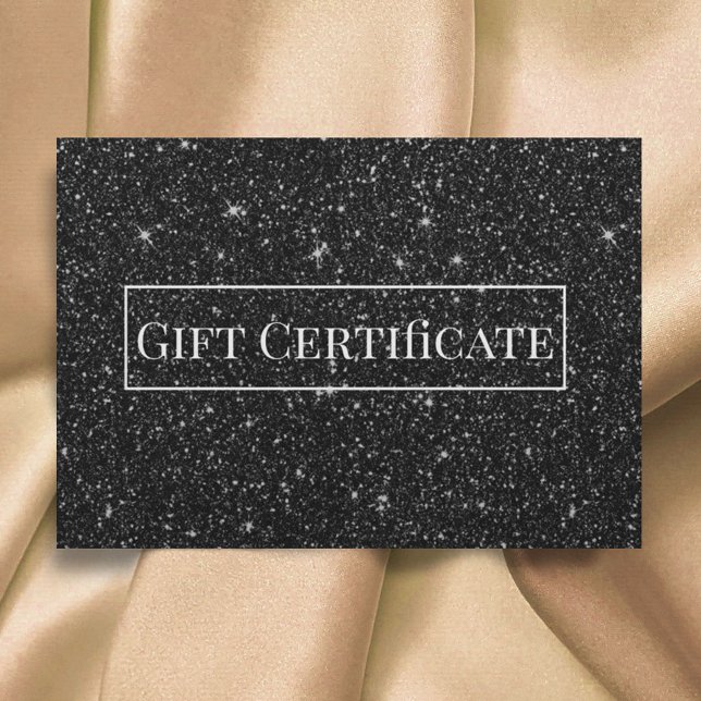 Gift Certificates Modern Black Glitter Salon Spa (Creator Uploaded)