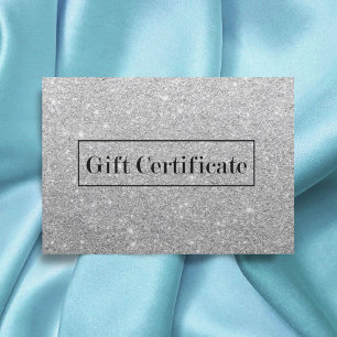 Gift Certificates Modern Silver Glitter Salon Spa