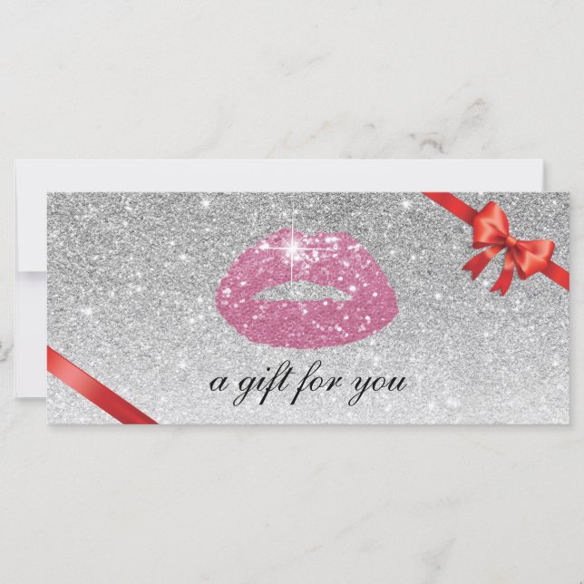 Gift Certificates | Pink Lips Modern Silver Salon (Front)