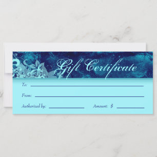 Gift Certificates Salon Spa Blue Floral Grunge