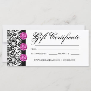 Gift Certificates Salon Spa Pink Damask Jewellery