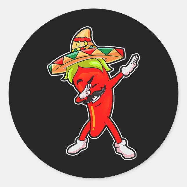 Gift Cute Chilli Dabbing Pepper Mexican Hot Jalape Classic Round Sticker (Front)