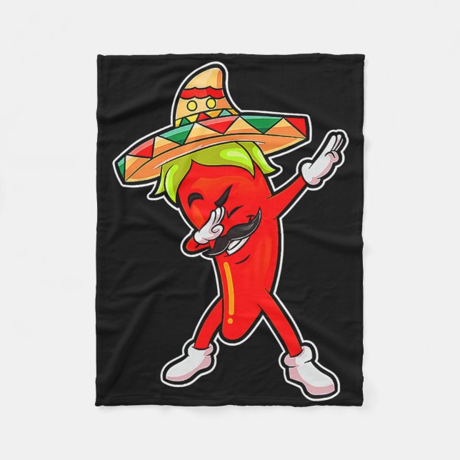 Gift Cute Chilli Dabbing Pepper Mexican Hot Jalape Fleece Blanket (Front)
