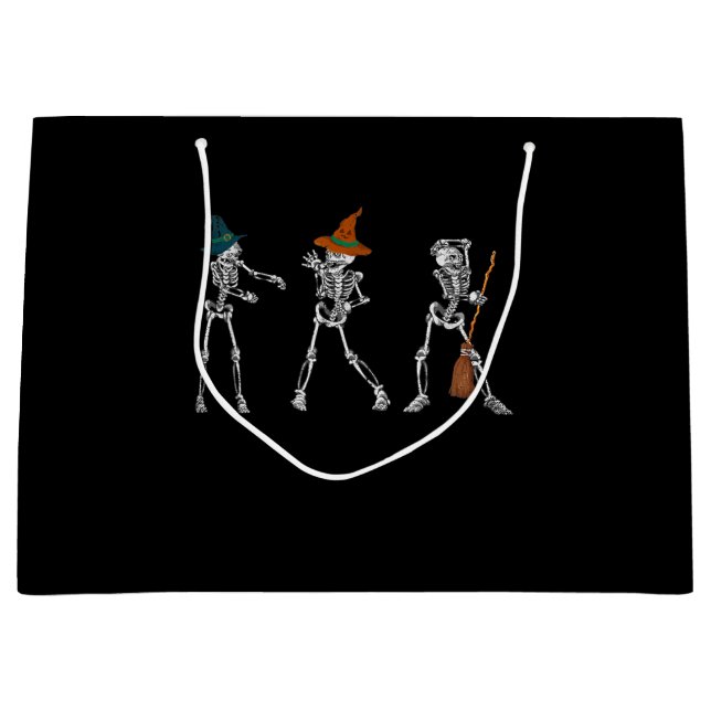Gift Dance |Halloween Dance Macabre Witch Skeleton Large Gift Bag (Front)