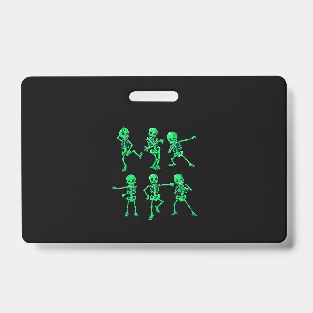 Gift Dance| Halloween Dancing Skeletons Dance Gift ID Badge (Front)