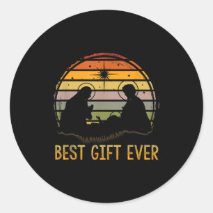 -gift Ever Christmas Cool Jesus Nativity Scene Chr Classic Round Sticker