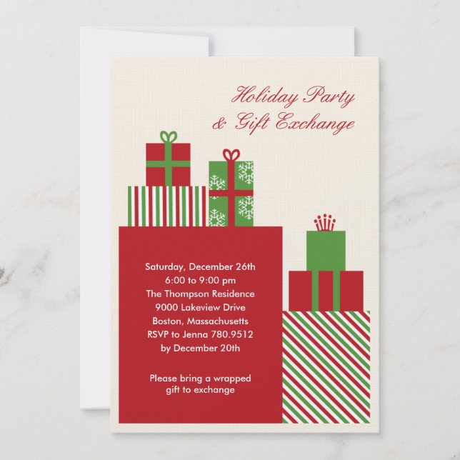 Gift Exchange Holiday Party Invitation (Front)