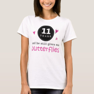 Gift For 11th Wedding Anniversary Butterfly T-Shirt