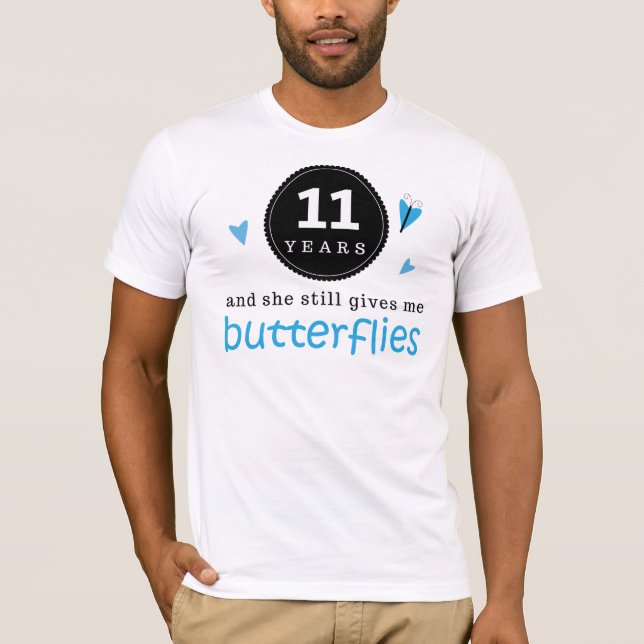 Gift For 11th Wedding Anniversary Butterfly T-Shirt (Front)