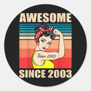 Gift for 18 Years Old Women Vintage 18th Birthday Classic Round Sticker