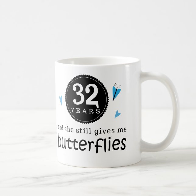 Gift For 32nd Wedding Anniversary Butterfly Coffee Mug (Right)