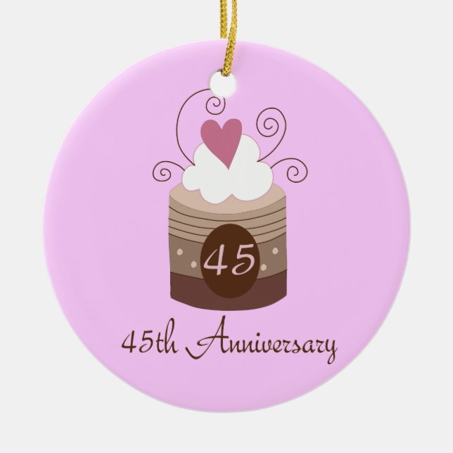 Gift For 45th Wedding Cute Cupcake Ceramic Tree Decoration (Front)