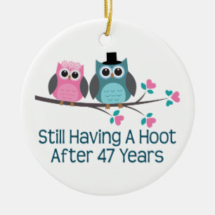 Gift For 47th Wedding Anniversary Hoot Ceramic Tree Decoration