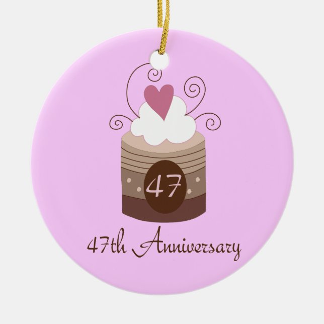 Gift For 47th Wedding Cute Cupcake Ceramic Tree Decoration (Front)