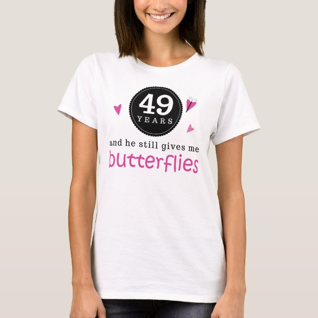 Gift For 49th Wedding Anniversary Butterfly T-Shirt (Front)