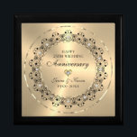 Gift For 50th Wedding Anniversary Gift Box<br><div class="desc">Commemorate your 50th wedding anniversary with this elegant design—a black ornate mandala on an Image metallic gold background.
They are embellished with white diamonds —customisable text in black inside a shiny gold circle.</div>