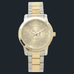 Gift For 50th Wedding Anniversary Watch<br><div class="desc">Commemorate your 50th wedding anniversary with this elegant design—a gol ornate mandala on an Image metallic gold background.
They are embellished with white diamonds —customisable text in gold inside a shiny gold circle.</div>
