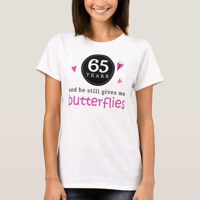 Gift For 65th Wedding Anniversary Butterfly T-Shirt (Front)