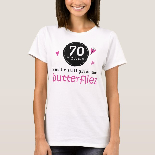 Gift For 70th Wedding Anniversary Butterfly T-Shirt (Front)