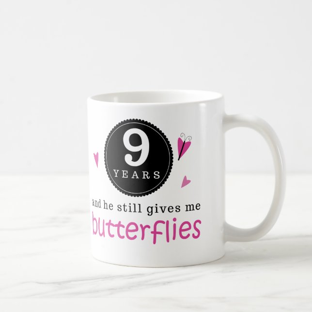 Gift For 9th Wedding Anniversary Butterfly Coffee Mug (Right)