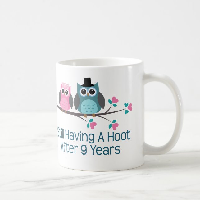 Gift For 9th Wedding Anniversary Hoot Coffee Mug (Right)
