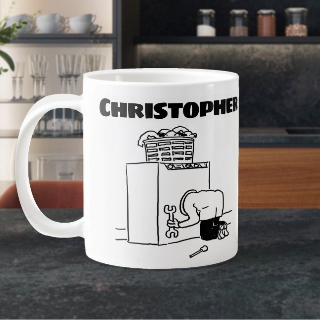 Gift for a Washing Machine Repairer with Name Large Coffee Mug (Large Mug for a Repair Man)