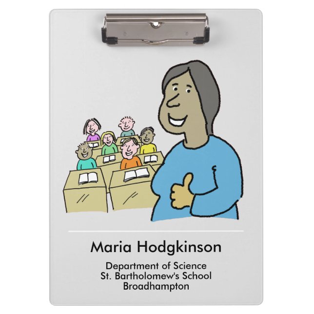 Gift for an Asian Female Teacher. Teacher Clipboard (Front)