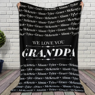 Gift for Anyone with Family Member Names Pattern Sherpa Blanket
