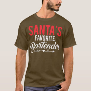Gift For Bartender Santas Favourite Bartender  T-Shirt