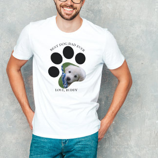 Gift for Best Dog Dad Ever Photo Paw Print T-Shirt