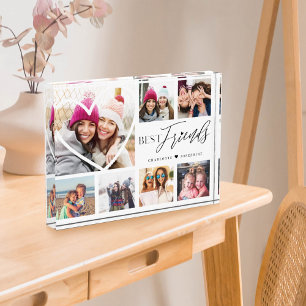 Gift For Best Friends 7 Photo Collage Heart BFFs Block