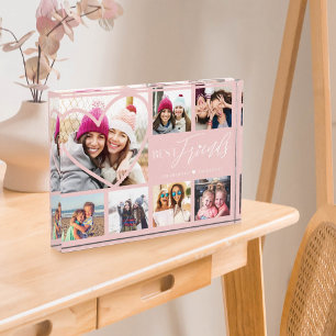 Gift For Best Friends 7 Photo Collage Heart BFFs Block