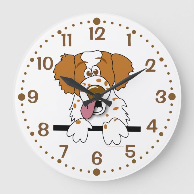 Gift for Brittany Dog Lover Clock Cartoon Spaniel (Front)