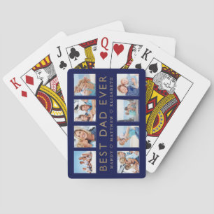 Gift for Dad Best Dad Ever Family Photo Collage Playing Cards