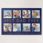 Gift for Dad | Best Dad Ever Photo Collage Jigsaw Puzzle<br><div class="desc">Give a beautiful personalised gift to your father that he'll cherish forever. Special personalised photo collage jigsaw puzzle to display your own special family photos and memories. Our design features a simple 8 photo collage grid design with "best dad ever" designed in modern faux gold font. Each photo is framed...</div>