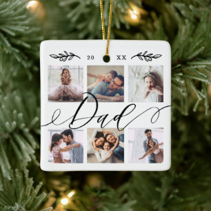 Gift for Dad   Family Keepsake Photo Collage Ceramic Ornament