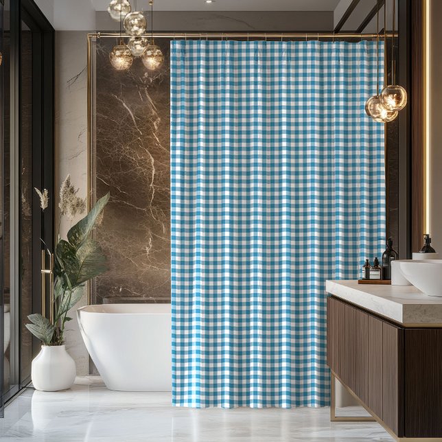 Gift for Dad Navy and Blue Tartan Bath Curtain (Gift for Dad Navy and Blue Tartan Bath Curtain)