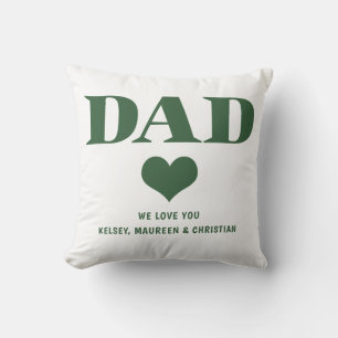 Gift for Dad with Children Names Green Cushion