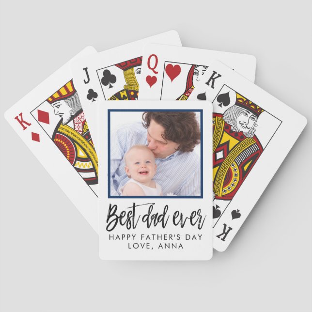 Gift for Fathers Day Personalized Custom Photo Playing Cards (Back)