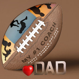 Gift for First Coach Dad with 3 Photo Collage Football