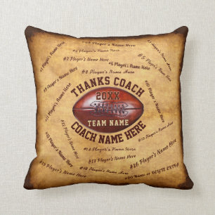 Gift for Football Coach Personalised with Player's Cushion