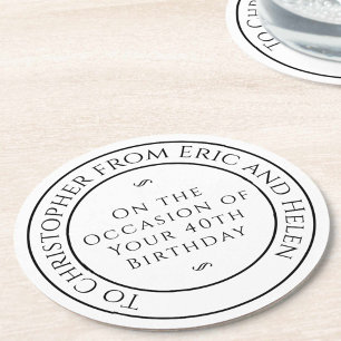 Gift for Friend on his Birthday Round Paper Coaster