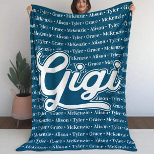 Gift For Gigi with Grandchildren Names Fleece Blanket