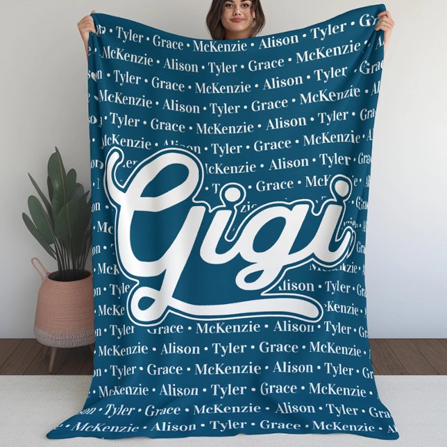 Gift For Gigi with Grandchildren Names Fleece Blanket (Gift For Gigi with Grandchildren Names Fleece Blanket (L))